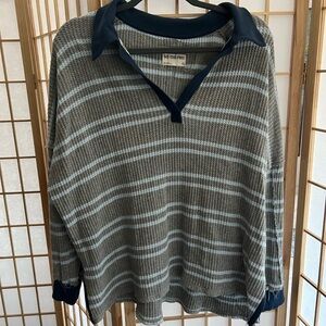 Free People V-Neck long sleeve - Grey anf Blue Stripes